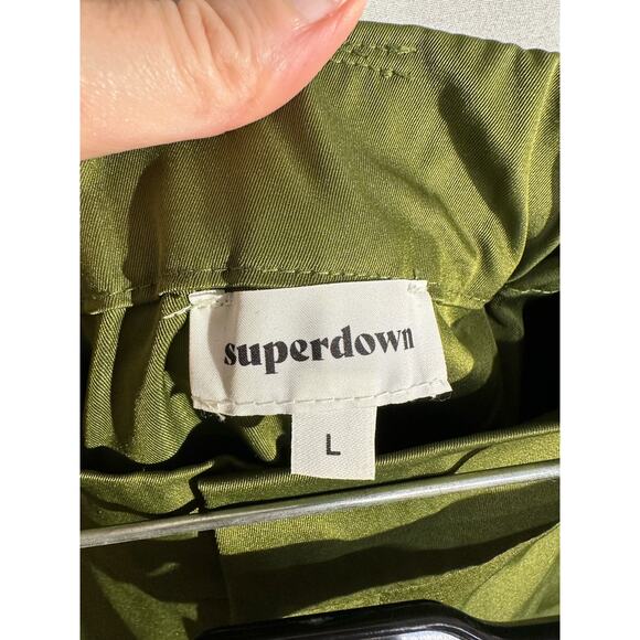 Revolve Superdown Pants Womens Large Green Parachute Cargo Trousers Joggers - Picture 2 of 12